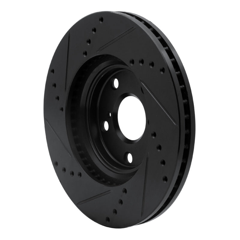 R1 99-07 Lexus ES300 Front Right Drilled & Slotted Black Brake Rotor