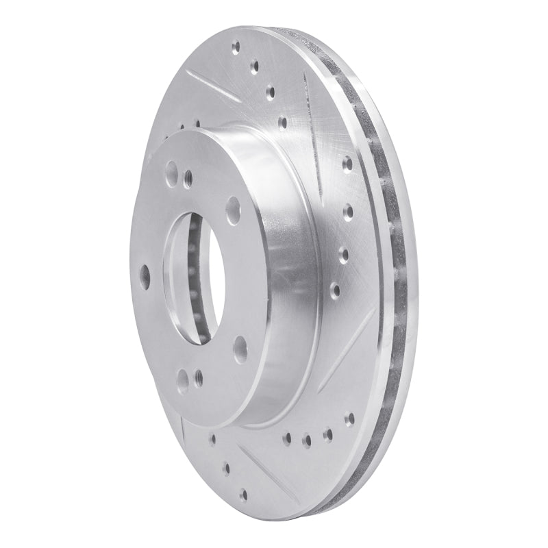 R1 96-98 Nissan 240SX Front Right Drilled & Slotted Silver Brake Rotor