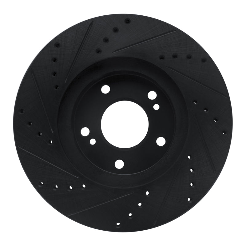 R1 97-01 Infiniti Q45 Front Right Drilled & Slotted Black Brake Rotor