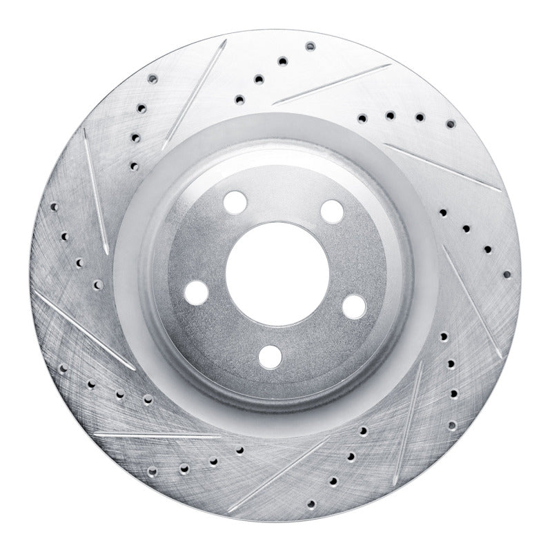 R1 20-25 Ford Explorer Front Left Drilled & Slotted Silver Brake Rotor