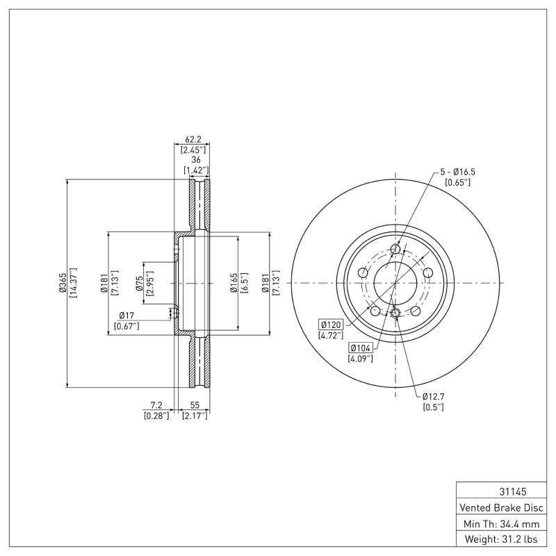 R1 08-19 BMW X6 Front Brake Rotor