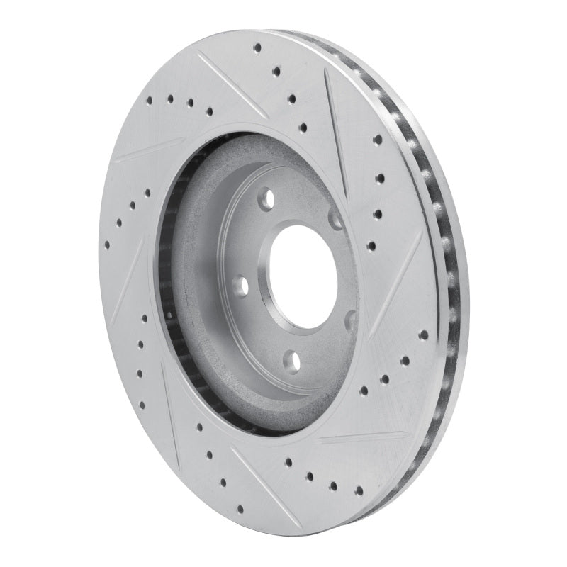 R1 13-25 Infiniti Q50 Front Left Drilled & Slotted Silver Brake Rotor