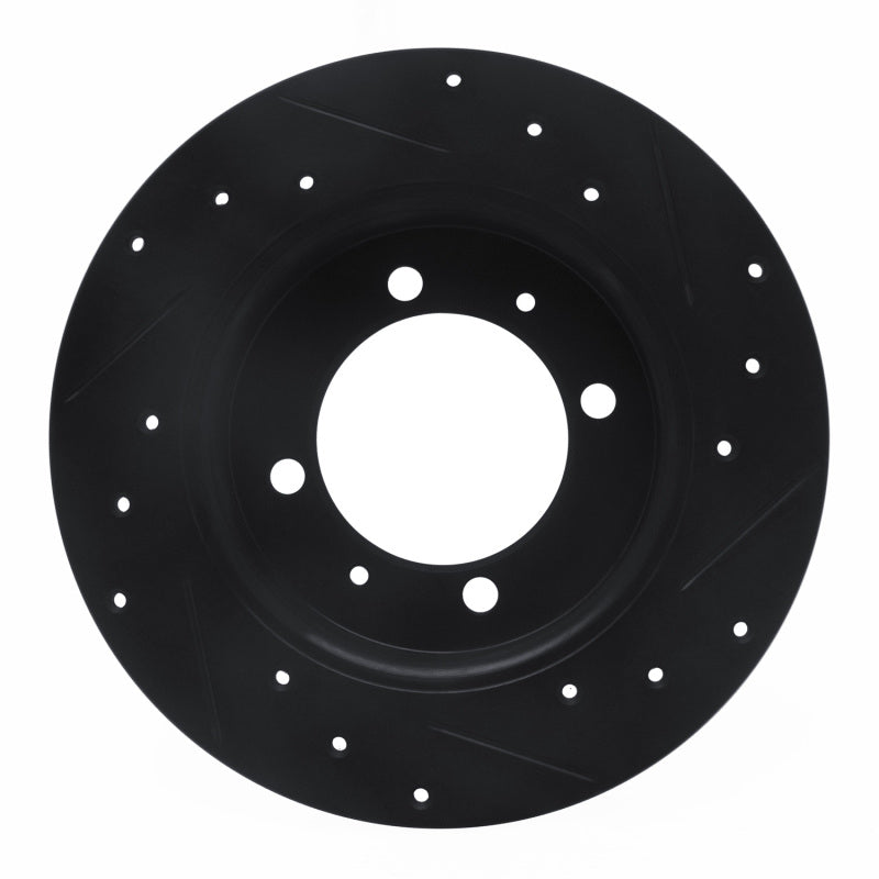 R1 88-93 Dodge 2000 GTX Rear Left Drilled & Slotted Black Brake Rotor
