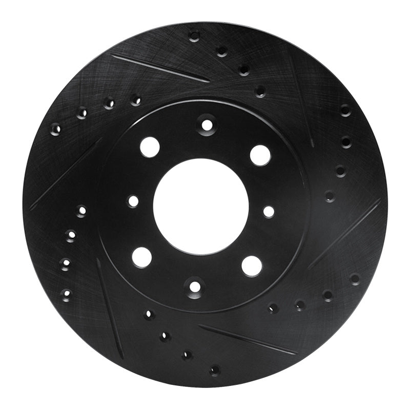 R1 86-91 Acura Integra Front Right Drilled & Slotted Black Brake Rotor