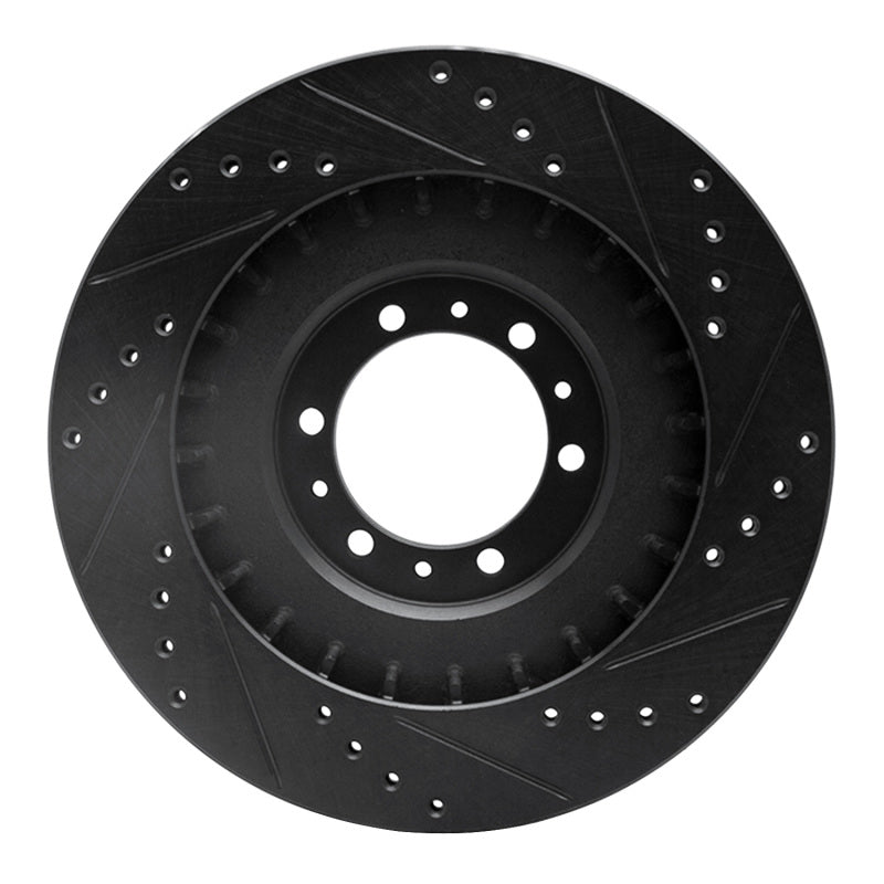 R1 98-04 Mitsubishi Montero Front Left Drilled & Slotted Black Brake Rotor
