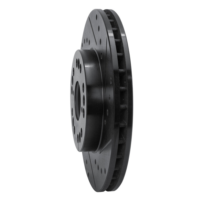 R1 90-90 Lexus LS400 Front Right Drilled & Slotted Black Brake Rotor