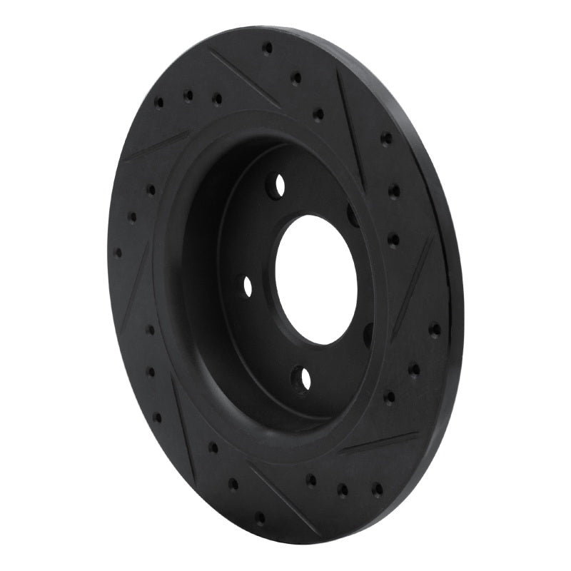 R1 04-13 Mazda 3 Rear Left Drilled & Slotted Black Brake Rotor