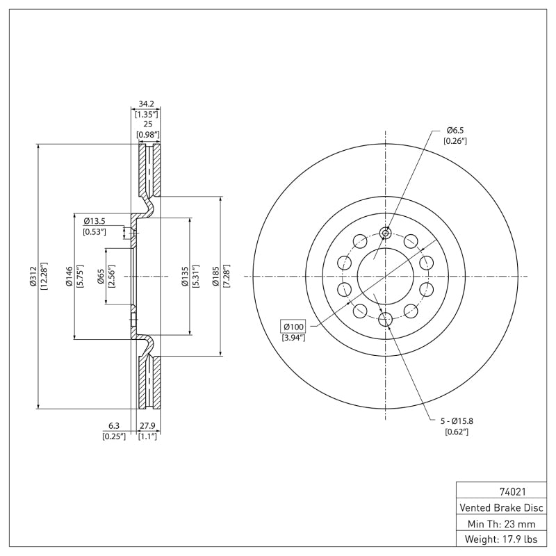 R1 00-06 Audi TT Quattro Front Brake Rotor