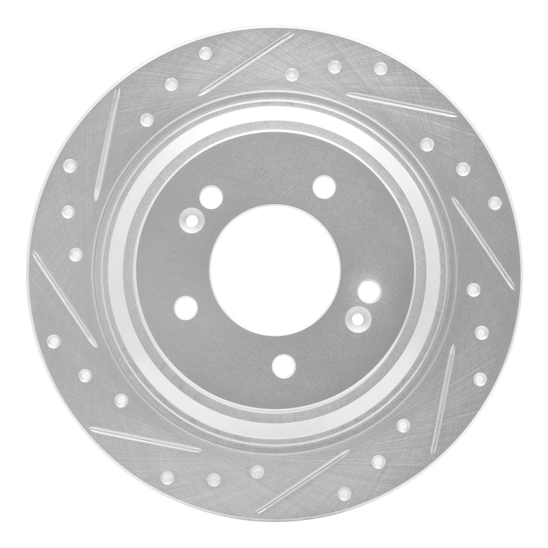 R1 17-23 Hyundai Kona EV Rear Left Drilled & Slotted Silver Brake Rotor