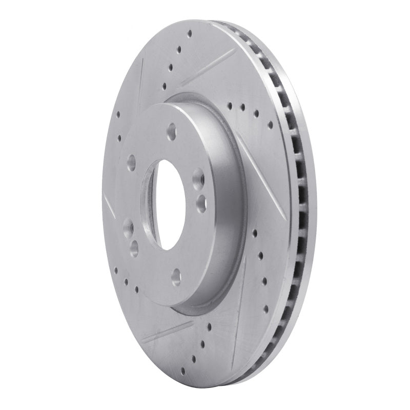 R1 11-25 Hyundai Veloster Front Left Drilled & Slotted Silver Brake Rotor