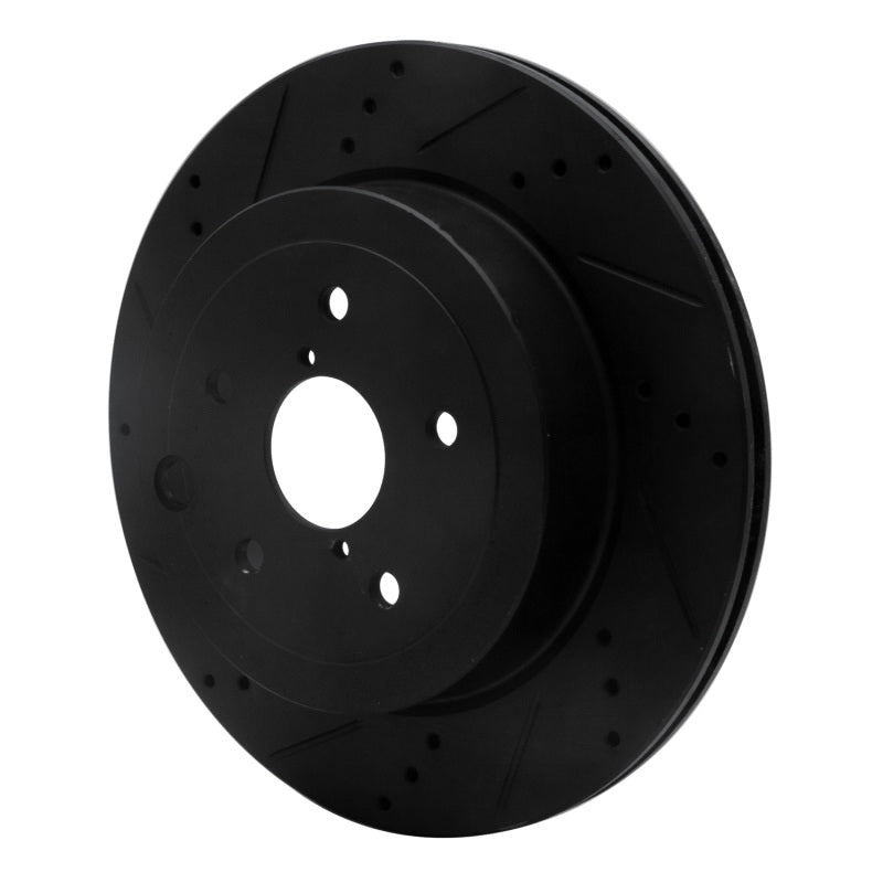 R1 08-20 Subaru WRX Rear Left Drilled & Slotted Black Brake Rotor