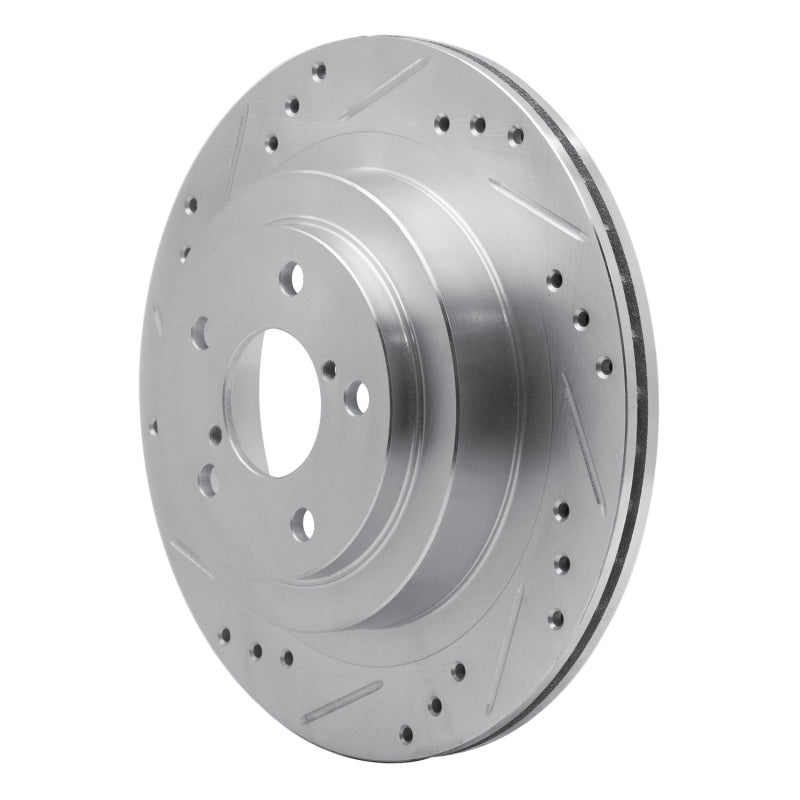 R1 05-09 Subaru Impreza Rear Left Drilled & Slotted Silver Brake Rotor
