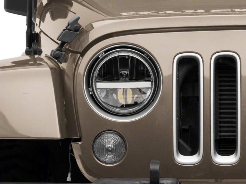 Raxiom 97-18 Jeep Wrangler TJ & JK Axial 7-In LED Headlights w/ DRL - Black Housing (Clear Lens)