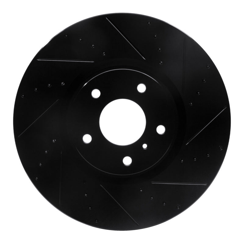 R1 07-15 Infiniti G35 Front Right Drilled & Slotted Black Brake Rotor