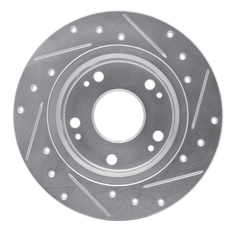 R1 03-08 Acura TSX Rear Left Drilled & Slotted Silver Brake Rotor