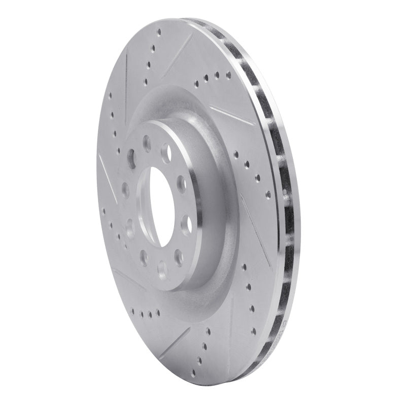 R1 2017-2025 Alfa Romeo Stelvio Rear Left Drilled & Slotted Silver Brake Rotor