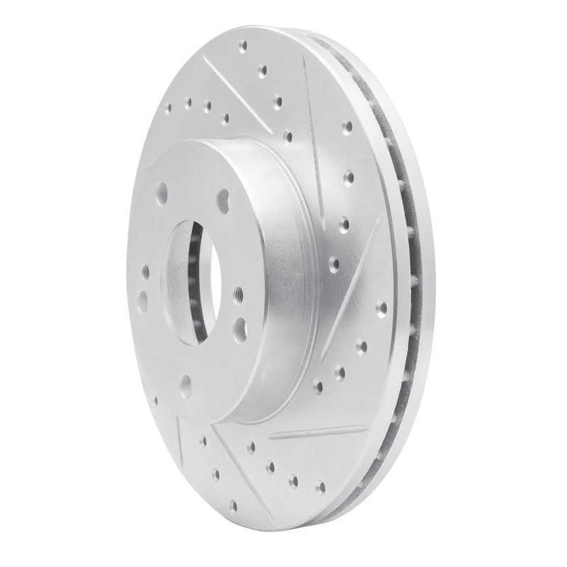 R1 87-89 Nissan 300ZX Turbo Front Right Drilled & Slotted Silver Brake Rotor