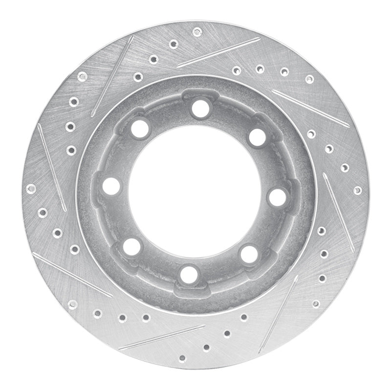 R1 80-94 Ford F-250 4WD (Excl Super Duty) Front Right Drilled & Slotted Silver Brake Rotor