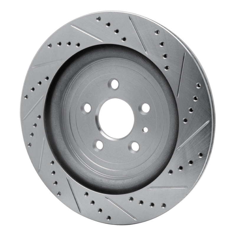 R1 13-19 Ford Explorer Rear Left Drilled & Slotted Silver Brake Rotor