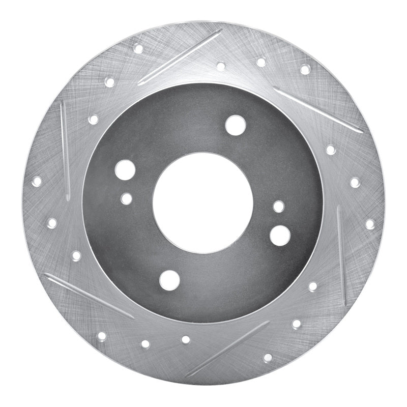 R1 90-06 Infiniti G20 Rear Left Drilled & Slotted Silver Brake Rotor