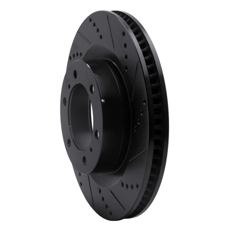 R1 10-24 Lexus GX460 Front Right Drilled & Slotted Black Brake Rotor