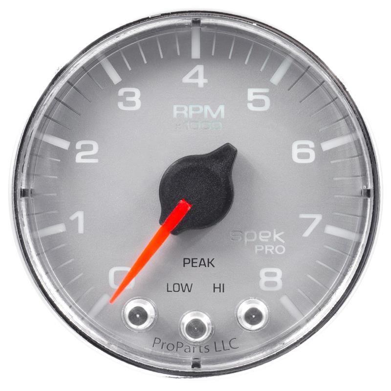 Autometer Spek-Pro Gauge Tach 2 1/16in 11K Rpm W/ Shift Light & Peak Mem Slvr/Chrm