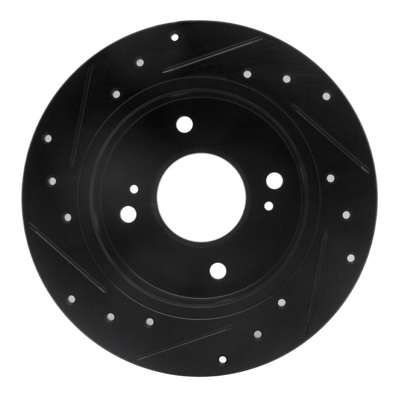 R1 89-98 Nissan 240SX Rear Right Drilled & Slotted Black Brake Rotor