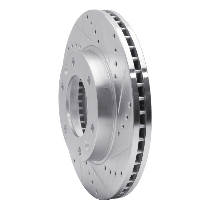 R1 06-14 Hyundai Entourage Front Right Drilled & Slotted Silver Brake Rotor
