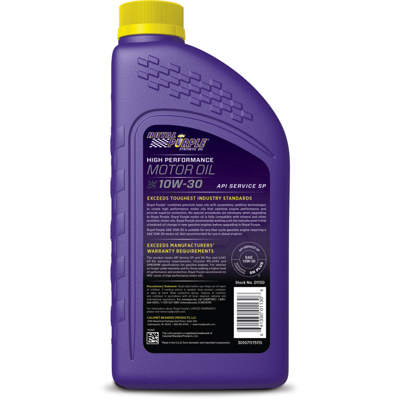 Royal Purple Premium Synthetic High Performance Multi-Grade 10W30 Motor Oil - 1 Quart