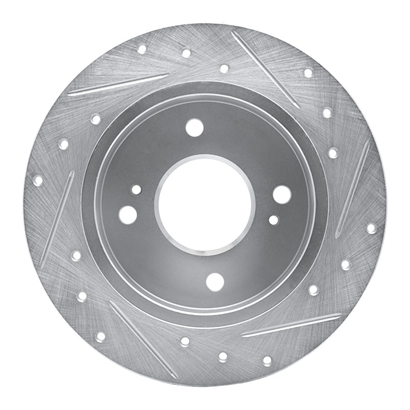 R1 90-06 Infiniti G20 Rear Left Drilled & Slotted Silver Brake Rotor