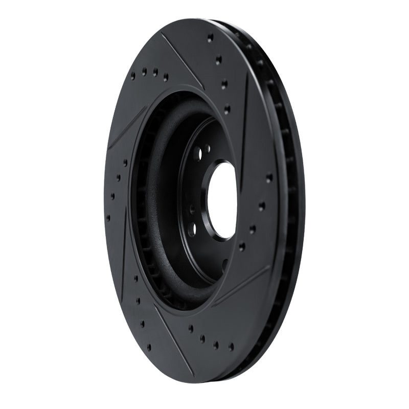 R1 12-16 Honda CR-V Front Left Drilled & Slotted Black Brake Rotor