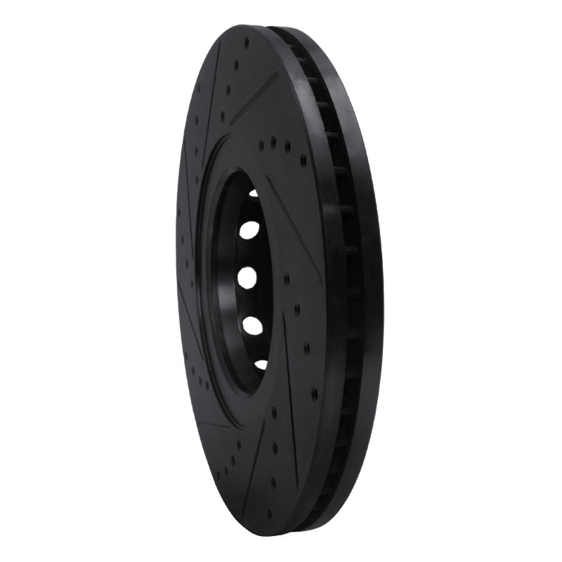 R1 00-03 Audi A8 Front Right Drilled & Slotted Black Brake Rotor