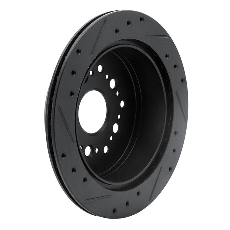 R1 92-98 Lexus SC300 Rear Right Drilled & Slotted Black Brake Rotor