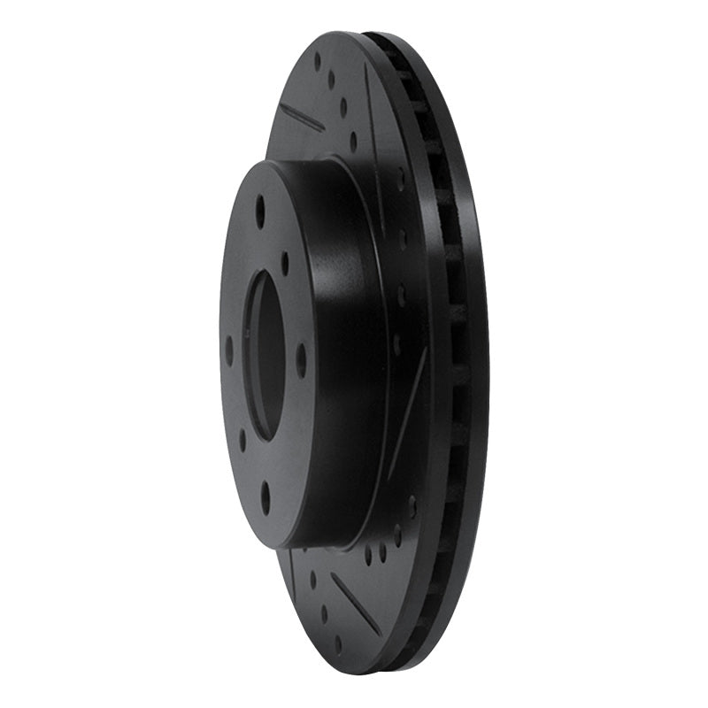R1 89-13 Infiniti G20 Front Right Drilled & Slotted Black Brake Rotor