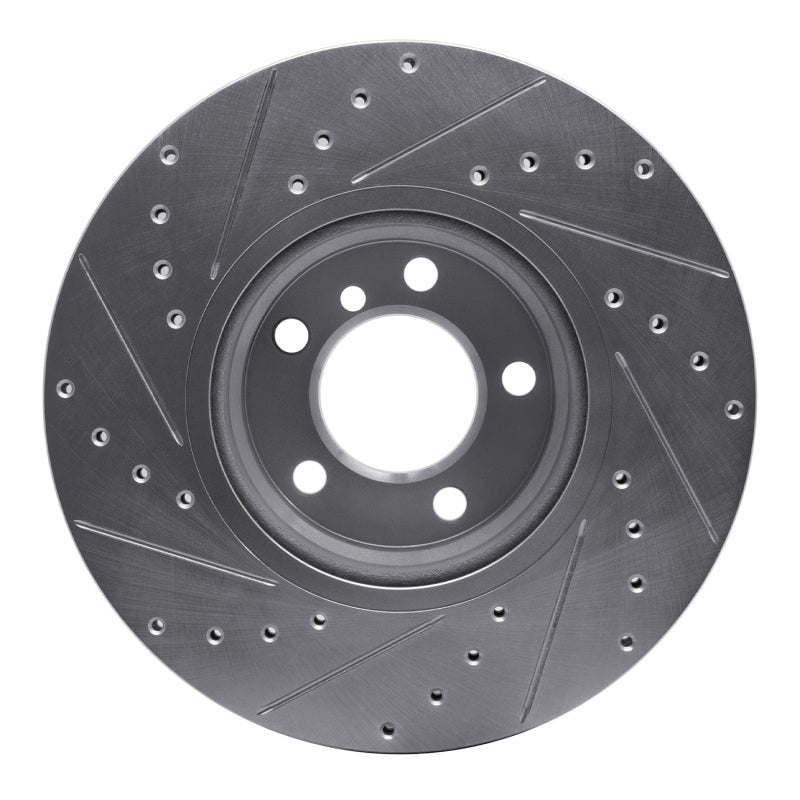 R1 12-18 BMW 330e Front Right Drilled & Slotted Silver Brake Rotor