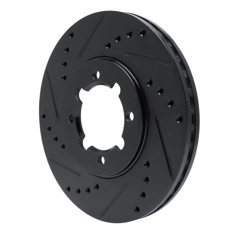 R1 83-84 Toyota Cressida Front Left Drilled & Slotted Black Brake Rotor