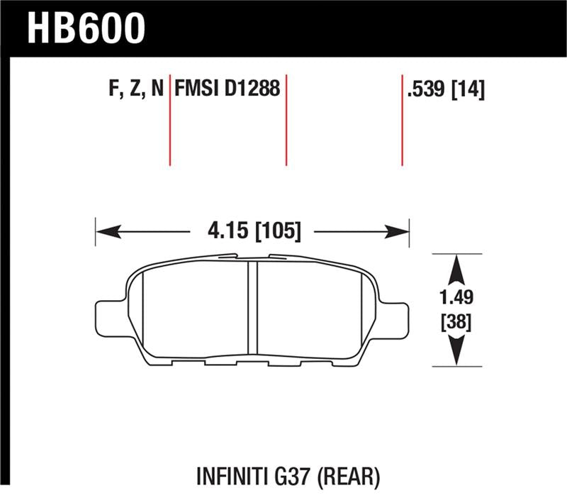Hawk Infiniti G35 Sport/G37 / 08-10 Nissan Rogue / 07-09 Sentra SE-R / 10 Sentra SE-R M/T Performanc