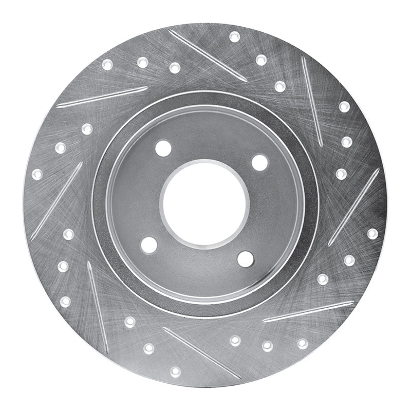 R1 84-85 Nissan 300ZX Rear Left Drilled & Slotted Silver Brake Rotor