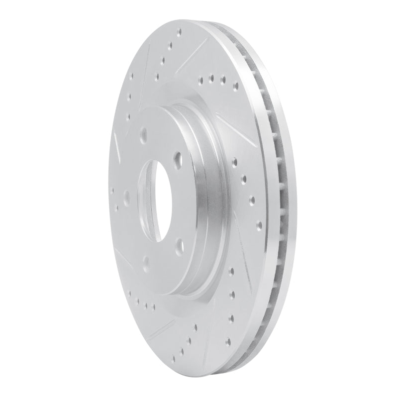 R1 11-19 Nissan SENTRA Front Left Drilled & Slotted Silver Brake Rotor