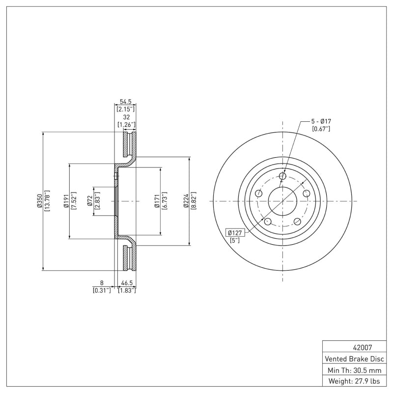 R1 2011-2025 Dodge Durango Front Brake Rotor