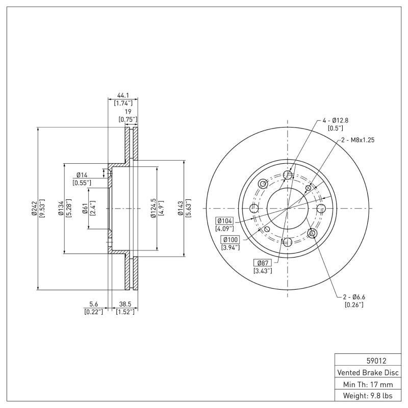 R1 86-91 Acura Integra Front Brake Rotor