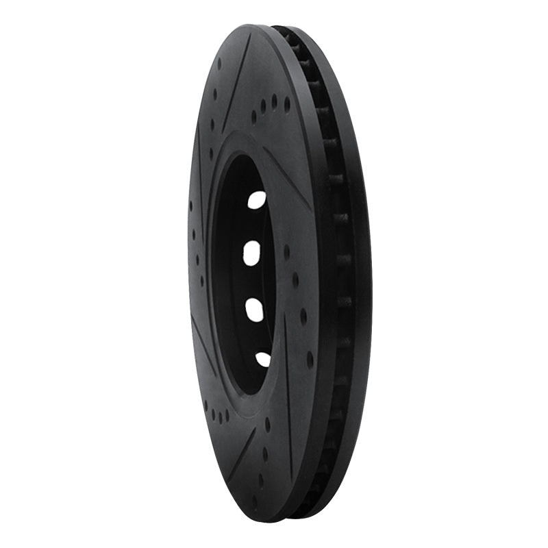 R1 90-91 Audi 90 Quattro Front Right Drilled & Slotted Black Brake Rotor