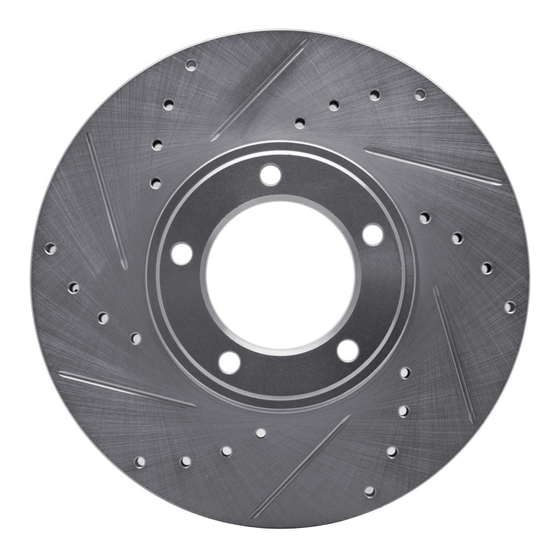 R1 71-97 Jaguar XJ12 Front Left Drilled & Slotted Silver Brake Rotor