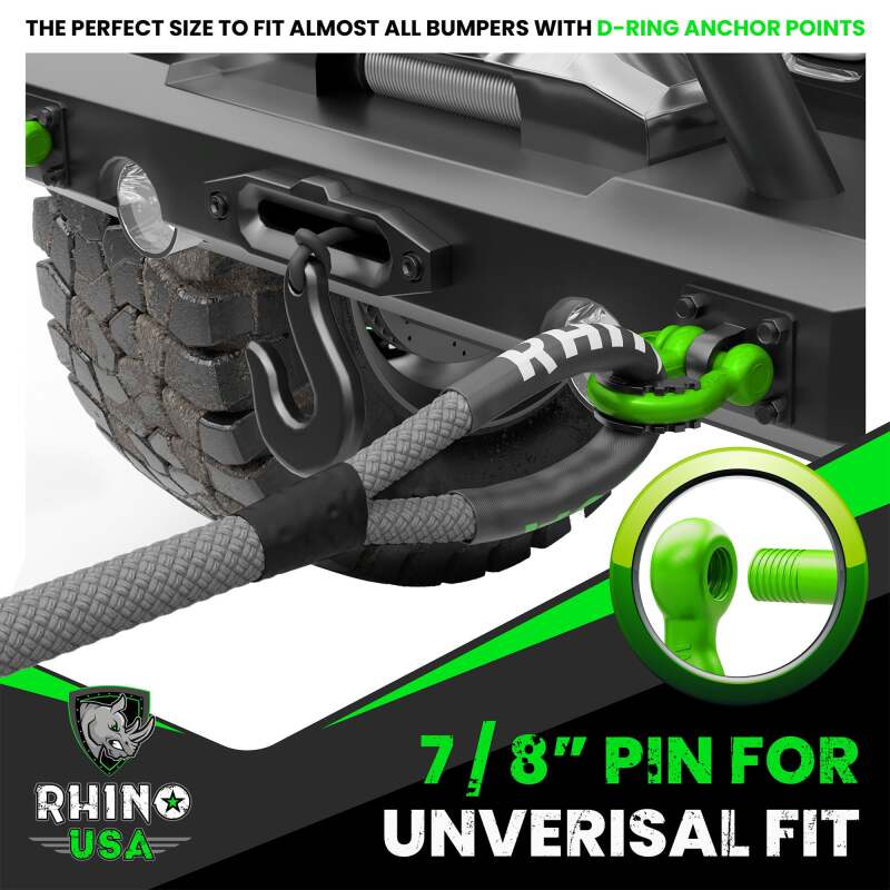 Rhino USA 3/4In D-Ring Shackle Set (2-Pack)(Green)