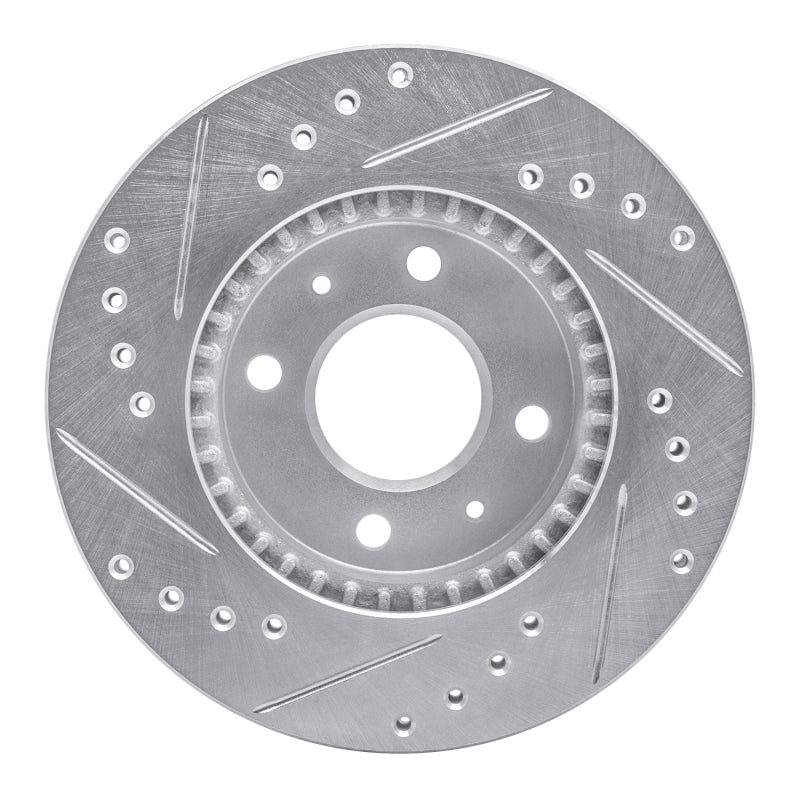 R1 95-00 Nissan Sentra Front Right Drilled & Slotted Silver Brake Rotor