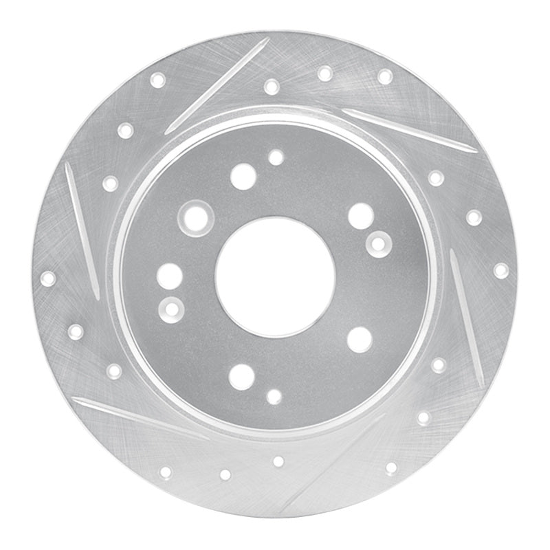 R1 99-11 Acura TL Rear Left Drilled & Slotted Silver Brake Rotor