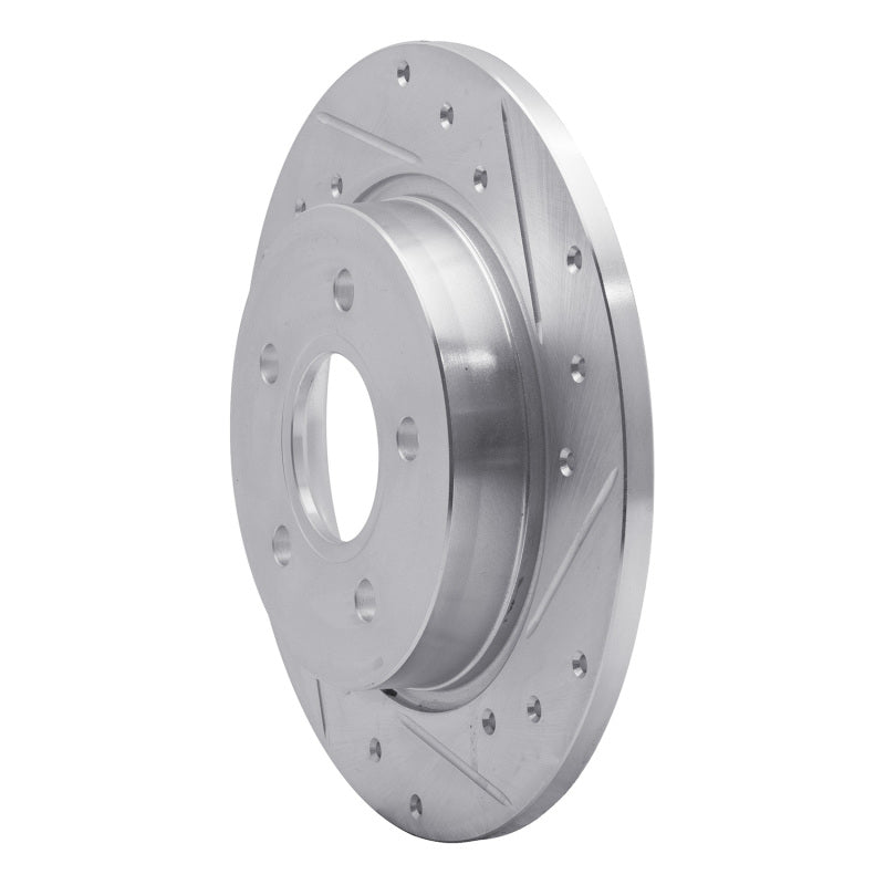 R1 12-18 Ford Focus Rear Right Drilled & Slotted Silver Brake Rotor