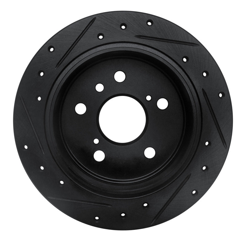R1 02-08 Lexus ES300 Rear Right Drilled & Slotted Black Brake Rotor