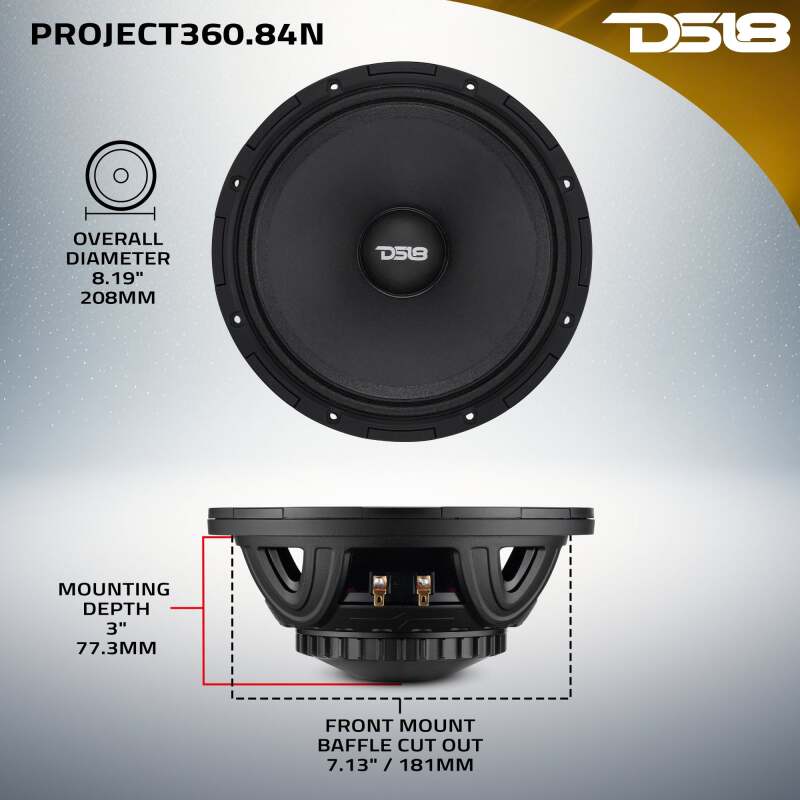 DS18 High-Sensitivity Mid-High Loudspeakers w/ Rotating Recone 8in 102db 4ohm 95Hz-17kHz