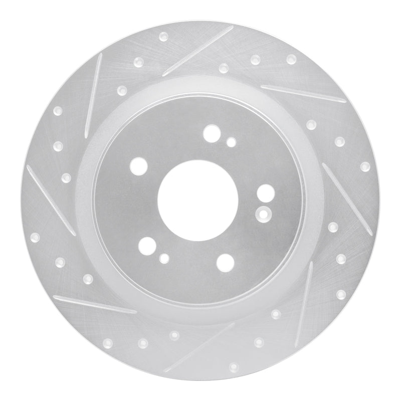 R1 18-25 Honda Odyssey Rear Left Drilled & Slotted Silver Brake Rotor